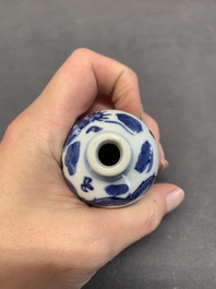 Two Chinese blue and white 'dragon' snuff bottles, Chenghua and Qianlong mark, 19th C.