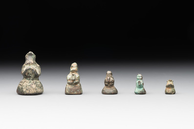 Ten Burmese bronze bird-form opium weights, 18/19th C.
