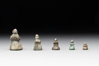 Ten Burmese bronze bird-form opium weights, 18/19th C.