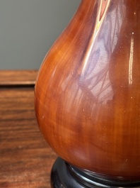 A pair of Chinese Fuzhou or Foochow lacquer 'bamboo' vases, 19/20th C.