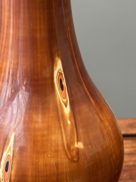 A pair of Chinese Fuzhou or Foochow lacquer 'bamboo' vases, 19/20th C.