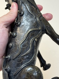 A fine Chinese bronze incense holder in the form of a qilin, Ming