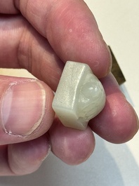 A rare and small Chinese white jade 'tortoise' seal with an original seal-form bronze box, Changsha Taishou 長沙太守 and Feng Gao 封告 mark, Song or ealier