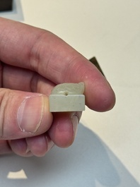 A rare and small Chinese white jade 'tortoise' seal with an original seal-form bronze box, Changsha Taishou 長沙太守 and Feng Gao 封告 mark, Song or ealier