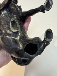 A fine Chinese bronze incense holder in the form of a qilin, Ming