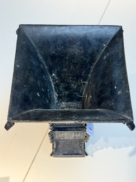 A Chinese bronze 'zun' vase with taotie design, Ming
