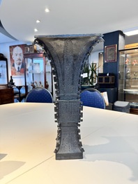 A Chinese bronze 'zun' vase with taotie design, Ming