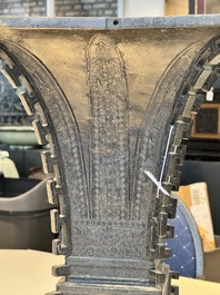 A Chinese bronze 'zun' vase with taotie design, Ming