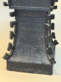A Chinese bronze 'zun' vase with taotie design, Ming