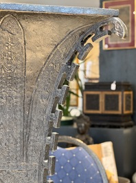A Chinese bronze 'zun' vase with taotie design, Ming