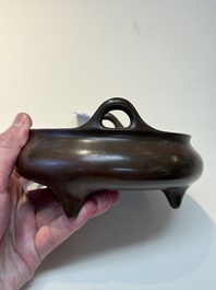 A Chinese bronze tripod censer, Xuande mark, 17/18th C.