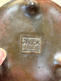 A Chinese bronze tripod censer, Xuande mark, 17/18th C.