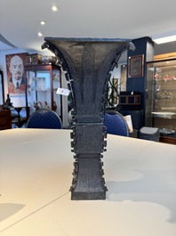A Chinese bronze 'zun' vase with taotie design, Ming