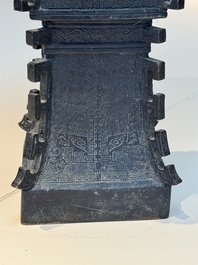 A Chinese bronze 'zun' vase with taotie design, Ming