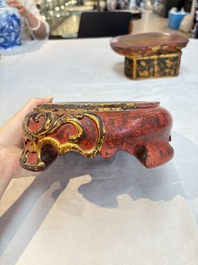 A set of three Chinese or Vietnamese gilt-lacquered wooden sculptures of Buddha, 18/19th C.