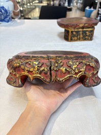 A set of three Chinese or Vietnamese gilt-lacquered wooden sculptures of Buddha, 18/19th C.