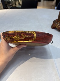 A set of three Chinese or Vietnamese gilt-lacquered wooden sculptures of Buddha, 18/19th C.