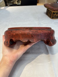 A set of three Chinese or Vietnamese gilt-lacquered wooden sculptures of Buddha, 18/19th C.