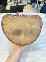 A set of three Chinese or Vietnamese gilt-lacquered wooden sculptures of Buddha, 18/19th C.