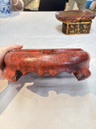 A set of three Chinese or Vietnamese gilt-lacquered wooden sculptures of Buddha, 18/19th C.