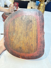 A set of three Chinese or Vietnamese gilt-lacquered wooden sculptures of Buddha, 18/19th C.