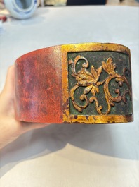 A set of three Chinese or Vietnamese gilt-lacquered wooden sculptures of Buddha, 18/19th C.