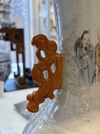 A Chinese qianjiang cai 'Taoist' vase, signed Wang Xingli 汪興黎, 19/20th C.