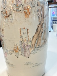 A Chinese qianjiang cai 'Taoist' vase, signed Wang Xingli 汪興黎, 19/20th C.