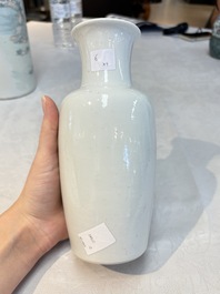 A pair of Chinese polychrome 'Zhong Kui' vases and two qianjiang cai hat stands, Jiangxi Ciye Gongsi 江西瓷业公司 mark, 20th C.