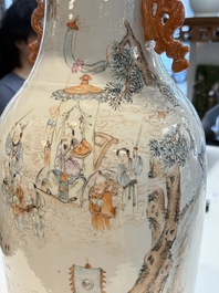 A Chinese qianjiang cai 'Taoist' vase, signed Wang Xingli 汪興黎, 19/20th C.