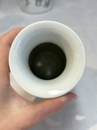 A pair of Chinese polychrome 'Zhong Kui' vases and two qianjiang cai hat stands, Jiangxi Ciye Gongsi 江西瓷业公司 mark, 20th C.