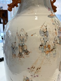 A Chinese qianjiang cai 'Taoist' vase, signed Wang Xingli 汪興黎, 19/20th C.