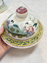 A Chinese famille rose 'Xi Xiang Ji' vase and cover, 19th C.