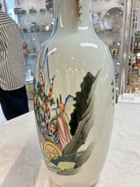 A pair of Chinese famille rose 'Wen Wang Fang Xian 文王訪賢' vases, signed Song Lin Ge 松林閣, 19/20th C.