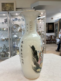 A pair of Chinese famille rose 'Wen Wang Fang Xian 文王訪賢' vases, signed Song Lin Ge 松林閣, 19/20th C.