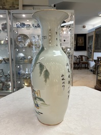 A pair of Chinese famille rose 'Wen Wang Fang Xian 文王訪賢' vases, signed Song Lin Ge 松林閣, 19/20th C.