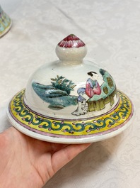 A Chinese famille rose 'Xi Xiang Ji' vase and cover, 19th C.