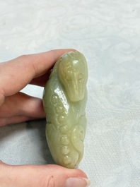 Three Chinese celadon jade carvings, 19/20th C.