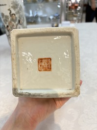 Two Chinese qianjiang cai hat stands, Xin Yuan Xuan Zao 鑫源軒造 mark, dated 1923 and Tongzhi mark, dated 1888