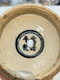 A pair of Chinese famille verte vases with narrative design, 19th C.