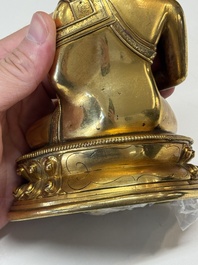 A fine Sino-Tibetan gilt-bronze figure of Buddha Shakyamuni, 17th C.