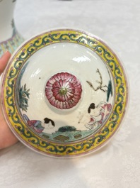 A Chinese famille rose 'Xi Xiang Ji' vase and cover, 19th C.