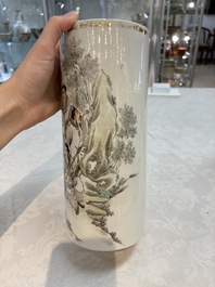 Two Chinese qianjiang cai hat stands, Xin Yuan Xuan Zao 鑫源軒造 mark, dated 1923 and Tongzhi mark, dated 1888