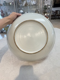 A large Chinese 'winter landscape' dish in the style of He Xuren 何許人, signed Rao Yongchang 饒永昌, dated 1902