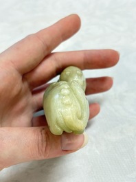 Three Chinese celadon jade carvings, 19/20th C.