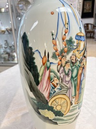 A pair of Chinese famille rose 'Wen Wang Fang Xian 文王訪賢' vases, signed Song Lin Ge 松林閣, 19/20th C.