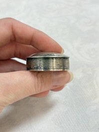 Three fine Chinese famille rose covered milk jugs and a grisaille and iron-red-decorated tea caddy with silver cover, Yongzheng/Qianlong