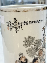 Two Chinese qianjiang cai hat stands, Xin Yuan Xuan Zao 鑫源軒造 mark, dated 1923 and Tongzhi mark, dated 1888