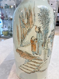 A Chinese qianjiang cai 'Zhu Lin Qi Xian 竹林七賢' vase, signed Wang Zhaoli 汪照黎, dated 1908