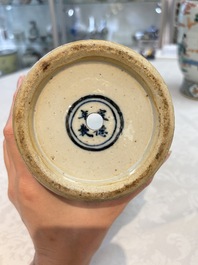 A pair of Chinese famille verte vases with narrative design, 19th C.